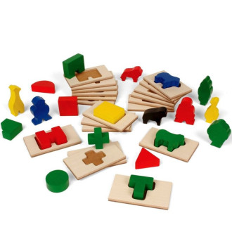 Dřevěné hračky - Didaktická hra - Hmatová, Poznej tvar, 40ks (Guidecraft)