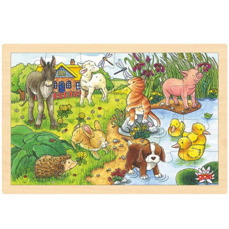 Puzzle a hlavolamy - Puzzle na desce - Mláďata zvířátek, 24 dílků (Goki)