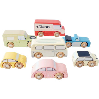 Vláčkodráhy - Vláčkodráha auta - Set dřevěných autíček Vintage (Le Toy Van)