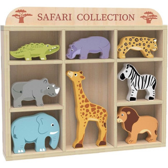 Dřevěné hračky - Zvířátka dřevěné - Sada v uložném boxu Safari, 8ks (2Kids Toys)