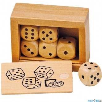 Dřevěné hračky - Hrací kostka dřevěná - V krabičce, 6ks (Goki)