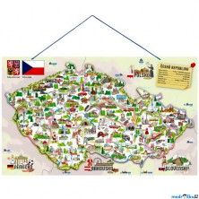 Puzzle magnetické - Mapa ČR s obrázky a hrou, 3v1 (Woody)